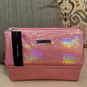 Tahari Pink Iridescent Cosmetic Bag